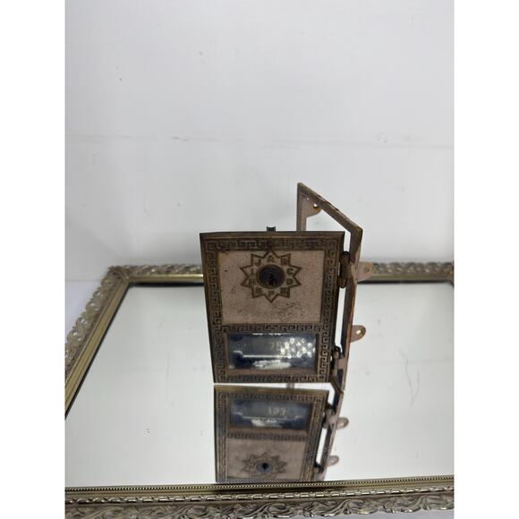 Vintage Brass, Metal & Glass Post Office Box Front, 1975 Door Front w/ Eagle Bra - Picture 5 of 8